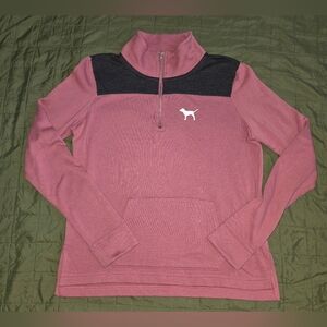 Victoria's Secret Mauve and Black Cowl Neck Half Zip Sweater Size Small